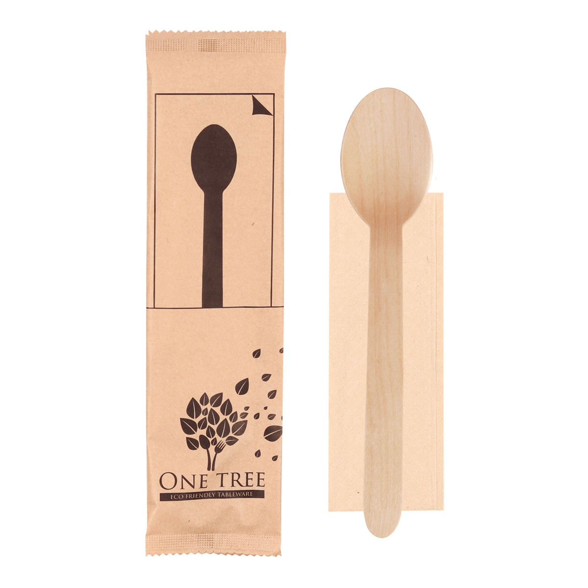 ONE TREE - PAPER WRAPPED CUTLERY SINGLES - SPOON & NAPKIN