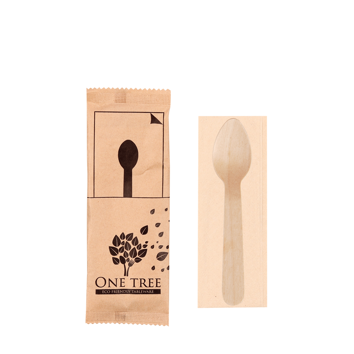 ONE TREE - PAPER WRAPPED CUTLERY SINGLES - TEASPOON & NAPKIN