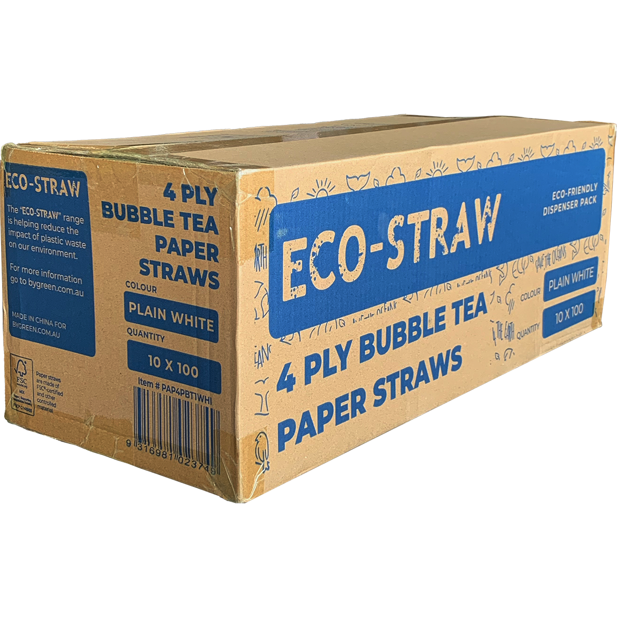 ECO STRAWS - 4 PLY BUBBLE TEA - PAPER STRAW - WHITE