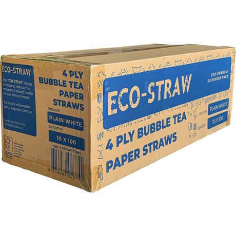 ECO STRAWS - 4 PLY BUBBLE TEA - PAPER STRAW - WHITE