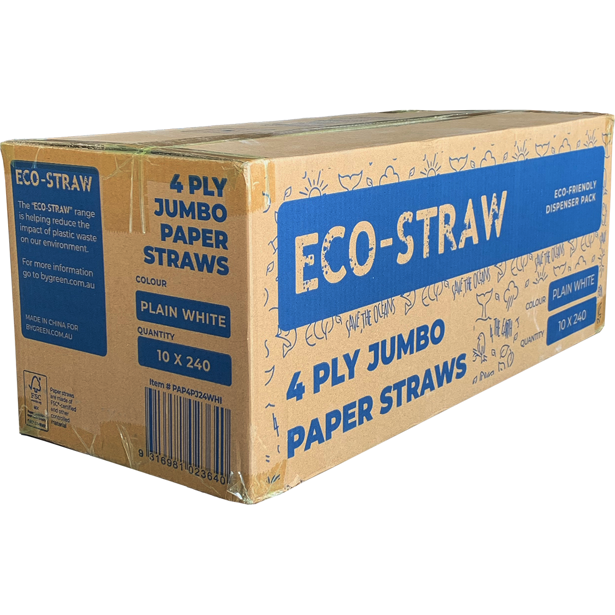 ECO STRAWS - 4 PLY JUMBO - PAPER STRAW - WHITE