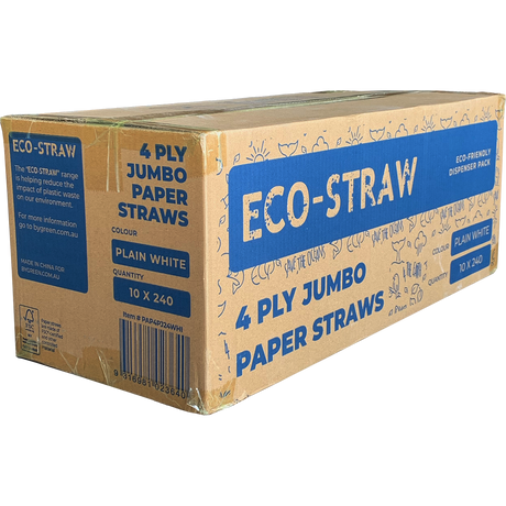 ECO STRAWS - 4 PLY JUMBO - PAPER STRAW - WHITE