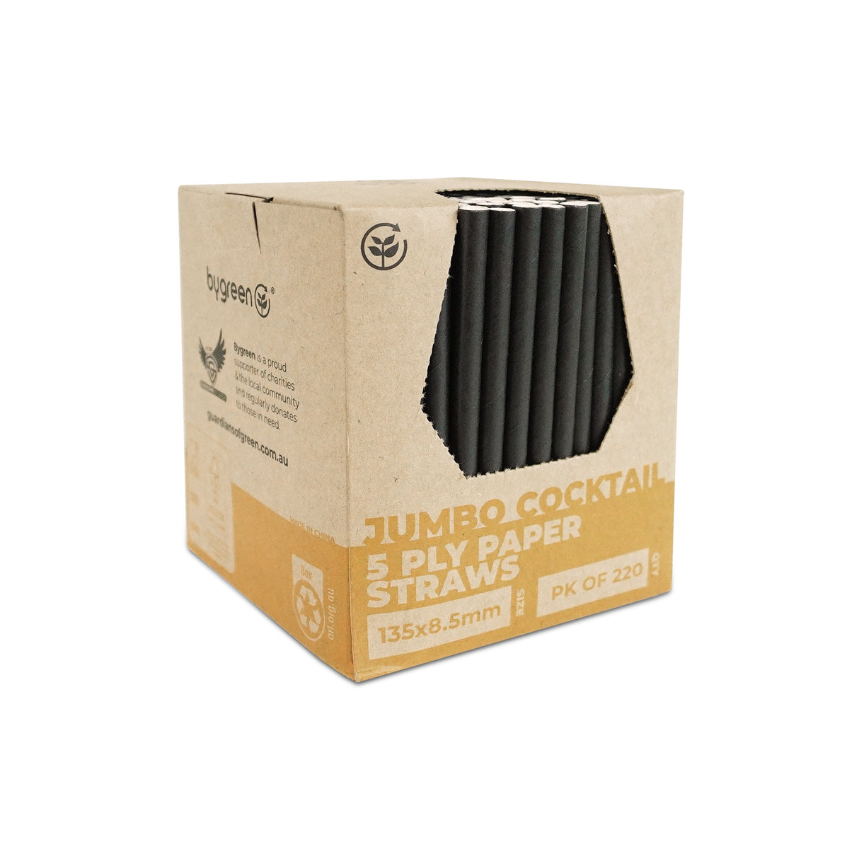 STRONG STRAWS - 5 PLY JUMBO COCKTAIL PAPER STRAW - BLACK