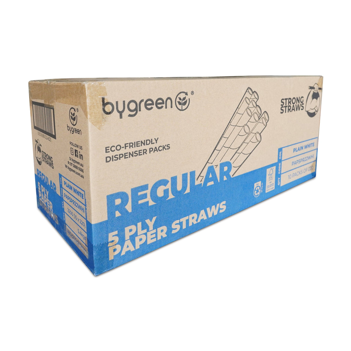 STRONG STRAWS - 5 PLY REGULAR PAPER STRAW - WHITE