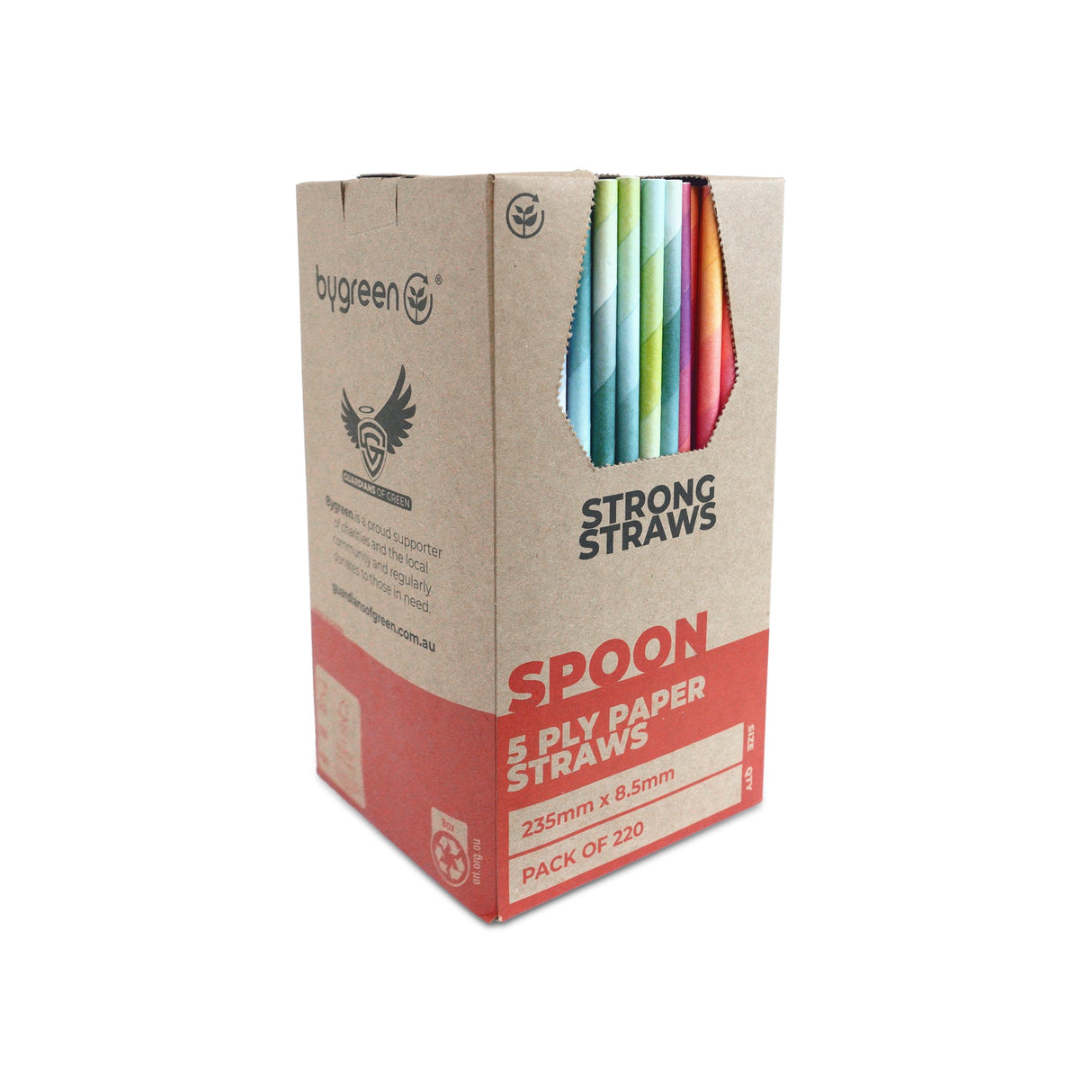 STRONG STRAWS - 5 PLY SPOON PAPER STRAW - MIXED COLOURS