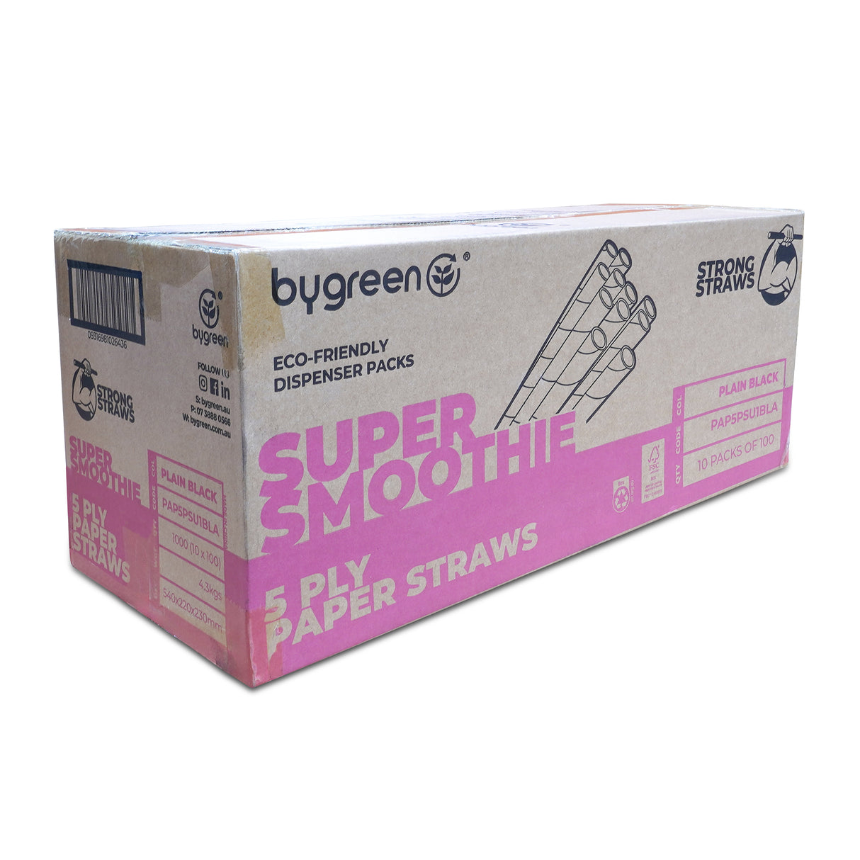 STRONG STRAWS - 5 PLY SUPER SMOOTHIE PAPER STRAW - BLACK